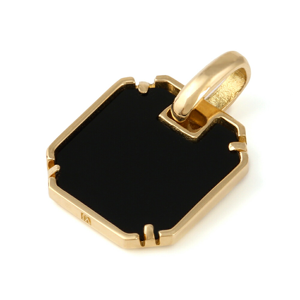 VJ【ブイジェイ】 18金 メンズ ネックレス 18k イエローゴールド オニキス ナンバー8 ドッグタグ ペンダント ロール チェーンセット【Aセット】※長さ45cm.50cmの画像