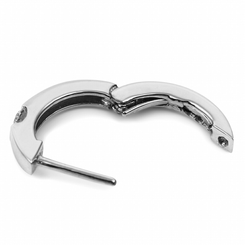 18金 メンズ ピアス ダイヤモンド フープ 18k ホワイトゴールド