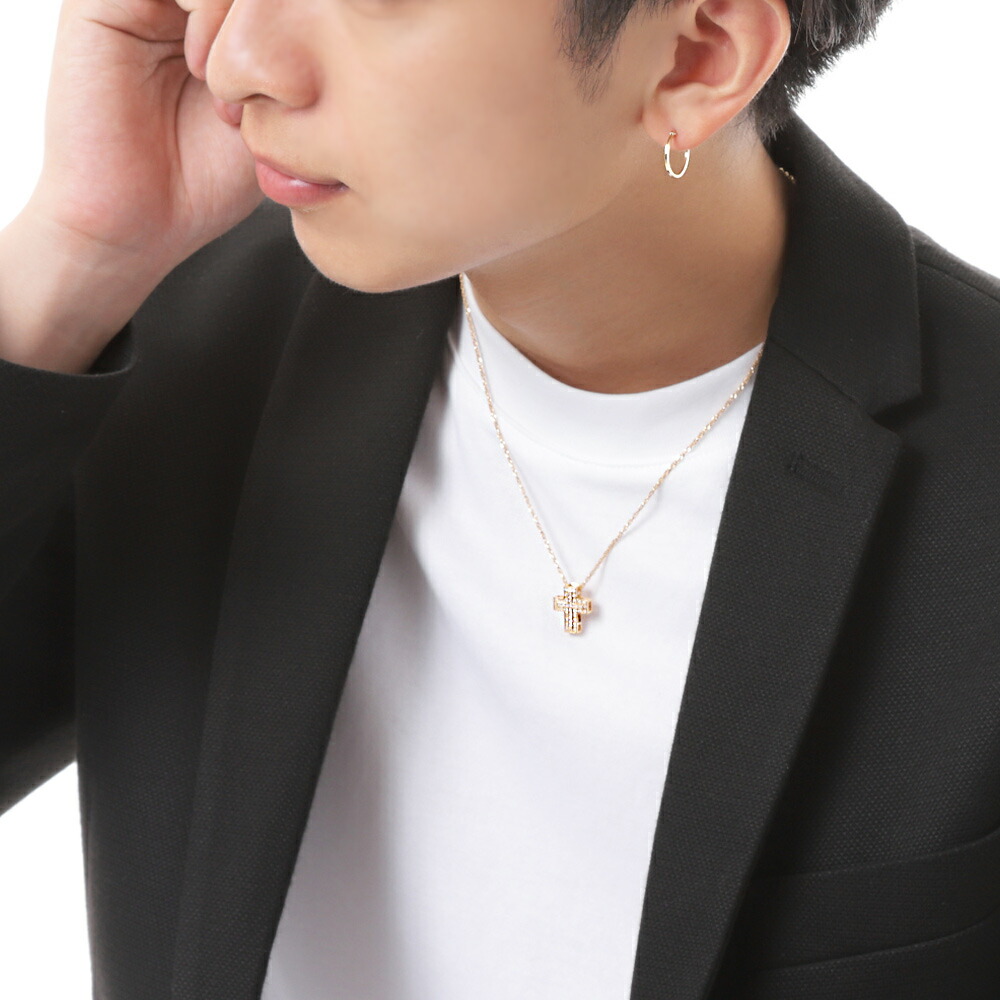 18金 メンズ ピアス スクエア フープ 18k イエローゴールド 「Four Ray