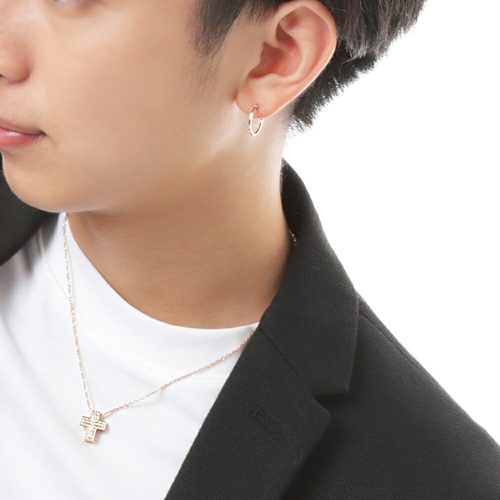18金 メンズ ピアス スクエア フープ 18k イエローゴールド