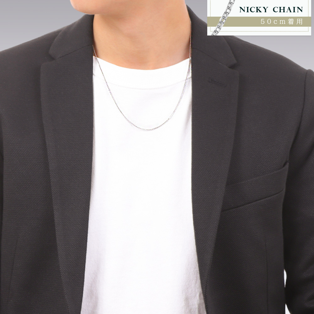 18金 メンズ ネックレス 18k ホワイトゴールド「8面 カット Nicky