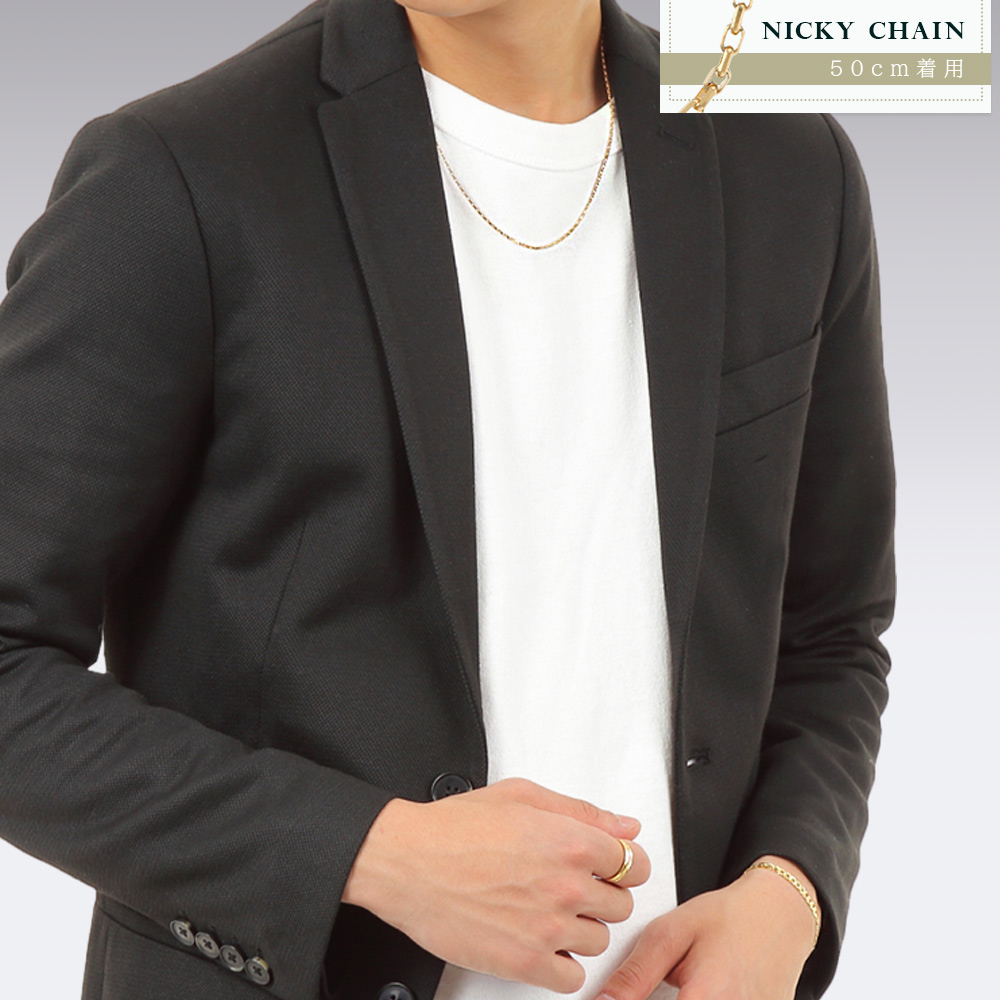 18金 メンズ ネックレス 18k イエローゴールド「8面 カット Nicky チェーン」 1.7mm 幅 50cm [k18 シンプル 定番 アズキ 喜平 ロール 10k 2mm 1.5mm 細い]の画像