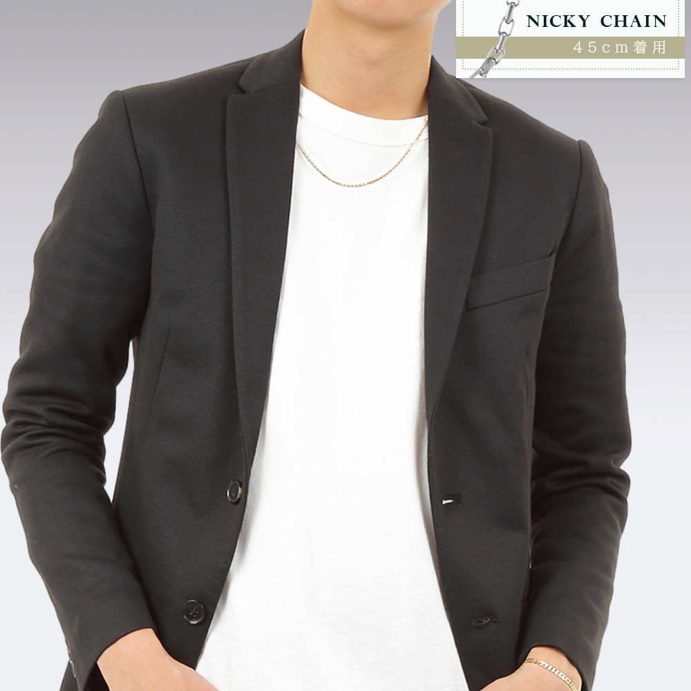 18金 メンズ ネックレス 18k イエローゴールド「8面 カット Nicky チェーン」 1.7mm 幅 50cm [k18 シンプル 定番 アズキ 喜平 ロール 10k 2mm 1.5mm 細い]の画像