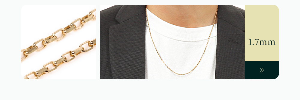 18金 メンズ ネックレス 18k イエローゴールド「8面 カット Nicky