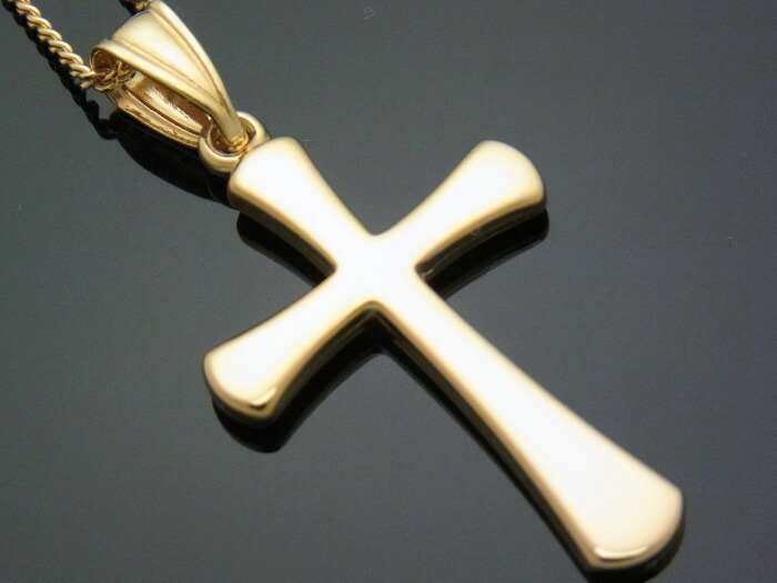 18金 メンズ ネックレス 18k イエローゴールド ハイポリッシュ クロス