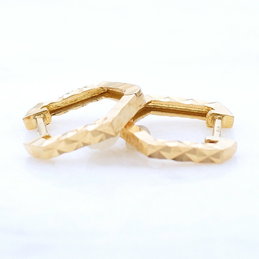 18金 メンズ ピアス K18 イエローゴールド ダイヤモンドカット
