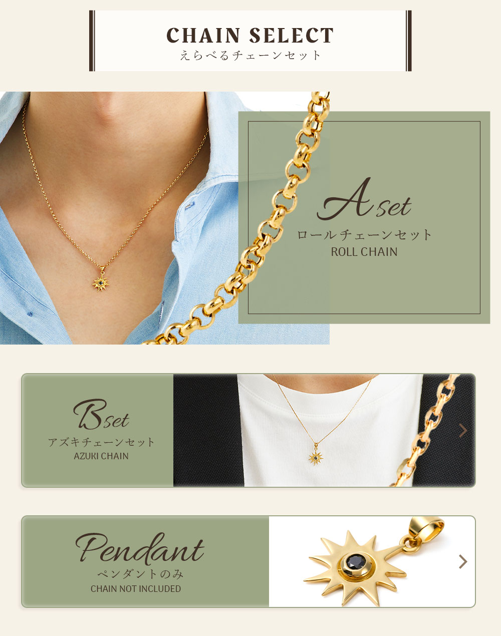 18金 メンズ ネックレス 18k レディース イエローゴールド「The SUN ブラック ダイヤモンド」ペンダント ロールチェーン セット[K18 ジュエリー YG]の画像