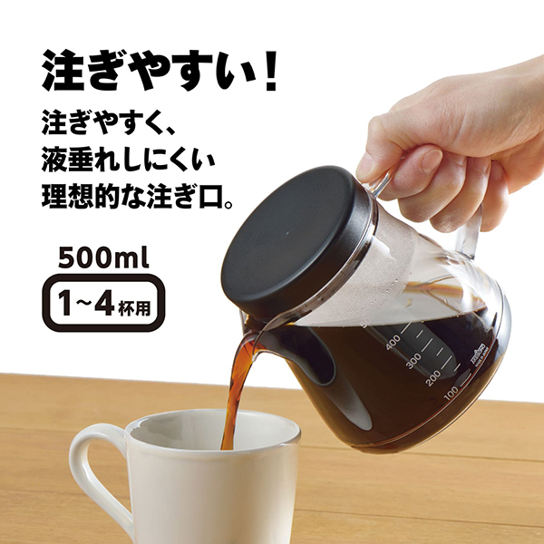 コーヒーサーバー ストロン 500 ホワイト TW-3731/コーヒーポット 500ml 1〜4杯用 割れない プラスチック tritan 日本製 食洗機対応/｜value｜05