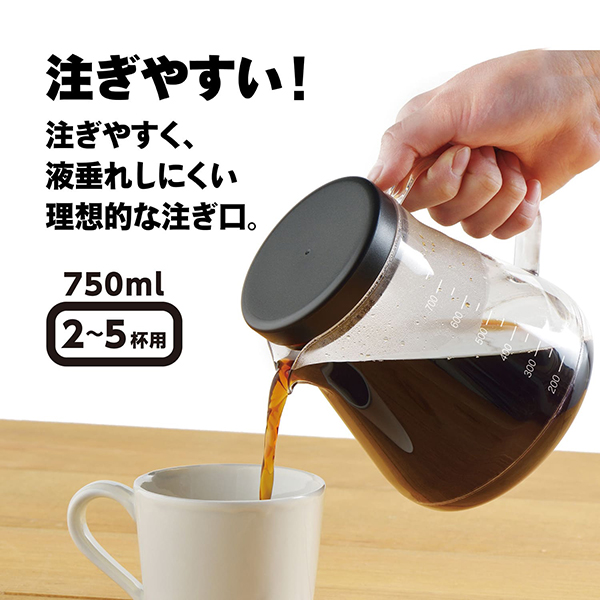 コーヒーサーバー ストロン 750 ホワイト TW-3725/コーヒーポット 750ml 2〜5杯用 割れない プラスチック tritan 日本製 食洗機対応/｜value｜05