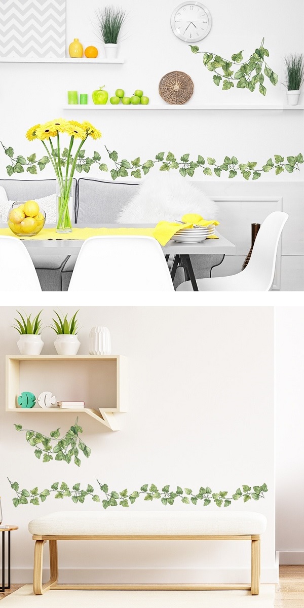 ウォールステッカー 植物 おしゃれ 北欧 花 葉っぱ カフェ ナチュラル シール 窓 草 リーフ cafe 葉 レトロ インテリア トイレ 玄関 高級感 蔦 蔓 階段 vr02701 関連画像1