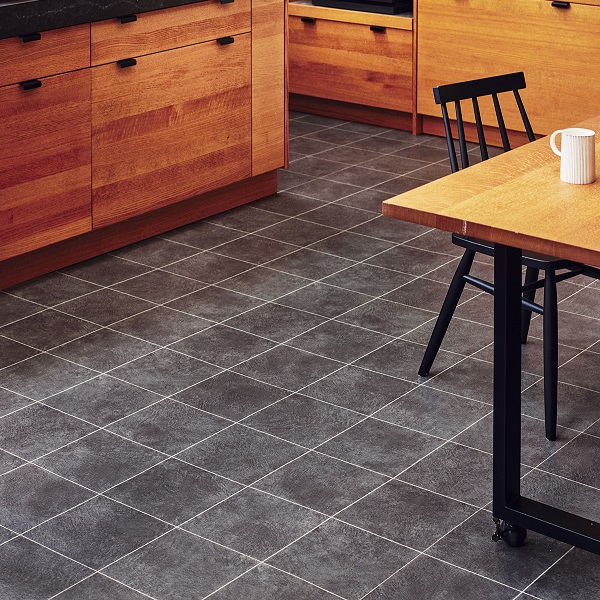 東リ（TOLI） クッションフロア タイル柄 おしゃれ ダーク グレー 床材