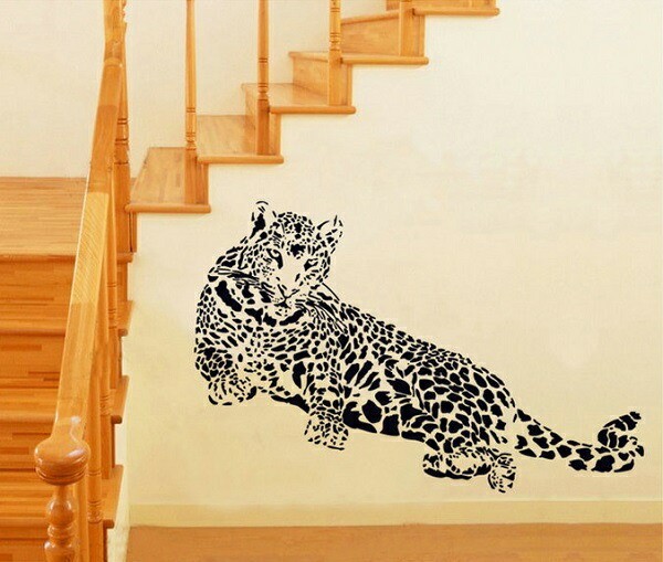 ウォールステッカー 動物 おしゃれ モノトーン 豹 ヒョウ アフリカ