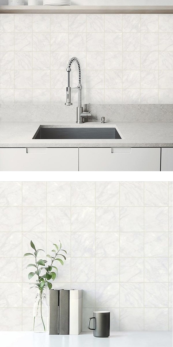 リメイクシート 大理石 白 タイル おしゃれ 北欧 台所 防水 扉