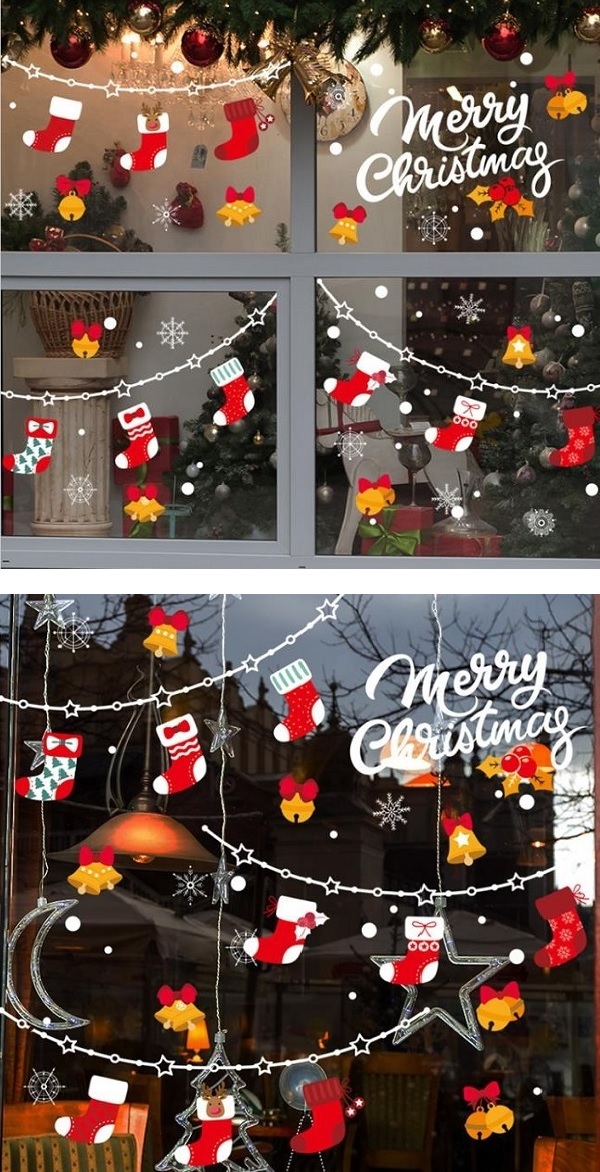 ウォールステッカー クリスマス サンタクロース ステッカー クリスマスツリー トナカイ おしゃれ オーナメント ガラス 飾り 装飾 サンタ 壁シール 星 雪 vr01930 |  | 01