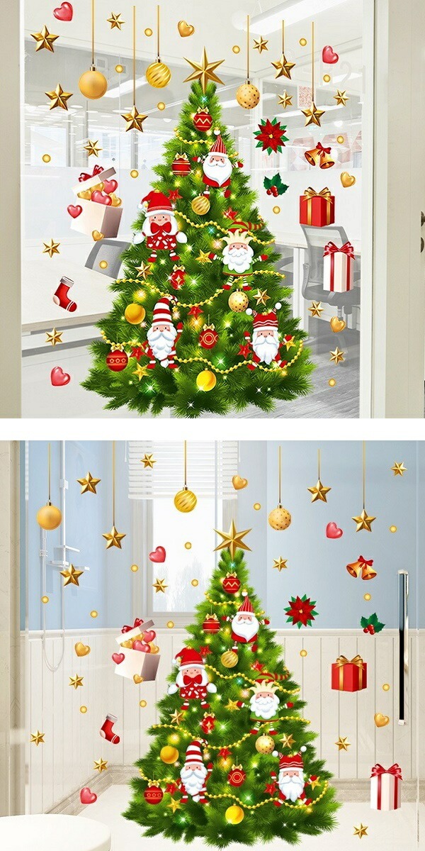 ウォールステッカー クリスマスツリー クリスマス サンタクロース
