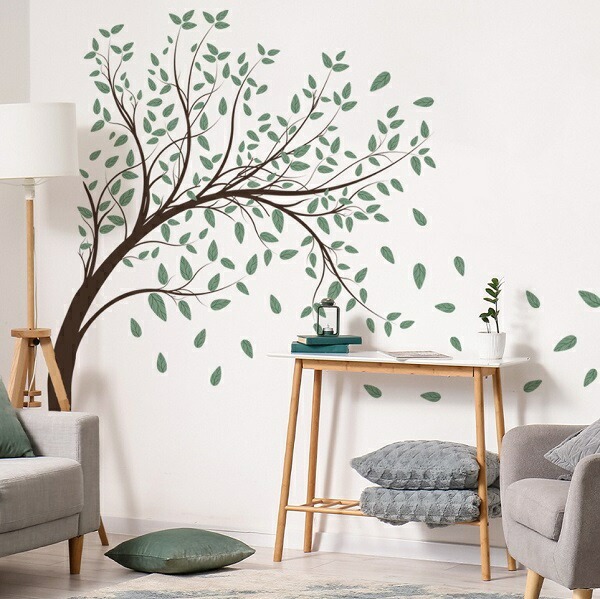 ウォールステッカー 木 植物 北欧 おしゃれ 緑 グリーン はがせる 葉っぱ 大きい シール 壁紙 壁 モダン カフェ シンプル ウォールシール 大きな木 vr03121 | ブランド登録なし