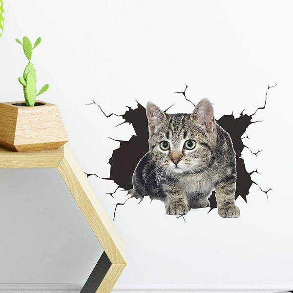 ウォールステッカー 猫 動物 ねこ 壁穴 はがせる おしゃれ 壁 ユニーク 面白 トイレ 天井 はがせる ネコ 壁紙シール かわいい 賃貸 ステッカー 床 ミニサイズ | ブランド登録なし | 01