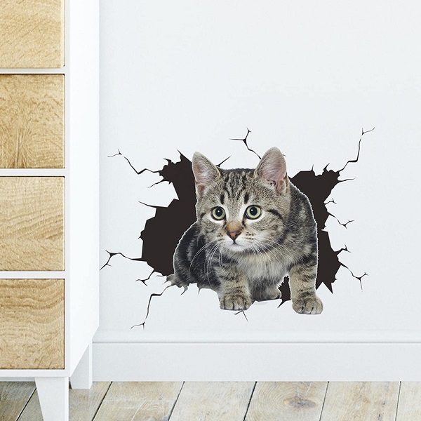 ウォールステッカー 猫 動物 ねこ 壁穴 はがせる おしゃれ 壁 ユニーク 面白 トイレ 天井 はがせる ネコ 壁紙シール かわいい 賃貸 ステッカー 床 ミニサイズ | ブランド登録なし | 02