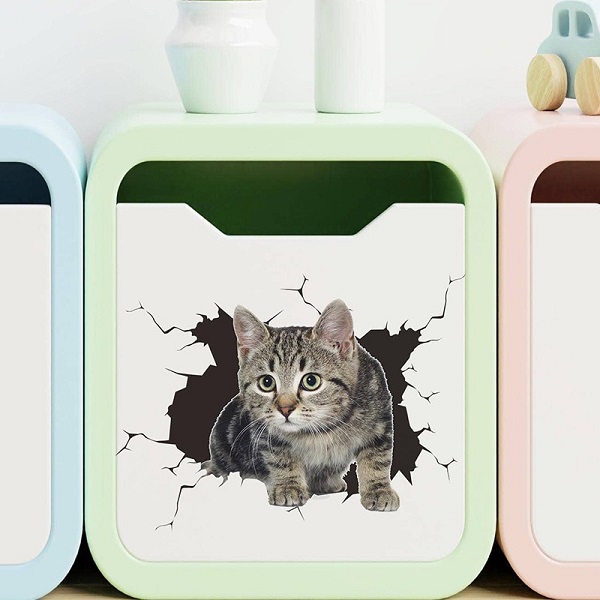 ウォールステッカー 猫 動物 ねこ 壁穴 はがせる おしゃれ 壁 ユニーク 面白 トイレ 天井 はがせる ネコ 壁紙シール かわいい 賃貸 ステッカー 床 ミニサイズ | ブランド登録なし | 03