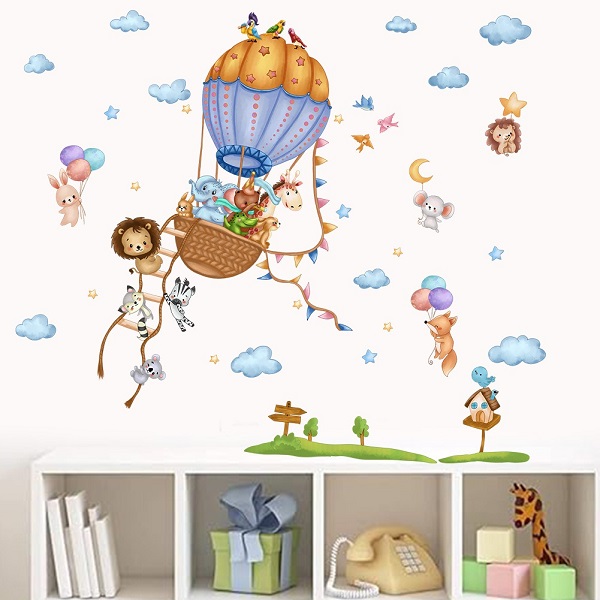 ウォールステッカー 動物 子供部屋 誕生日 こども 気球 星 風船 雲 鳥