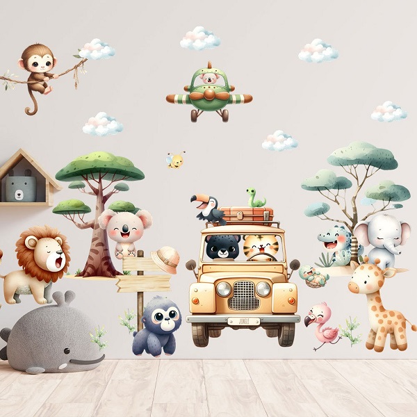 ウォールステッカー 動物 植物 子供部屋 鳥 かわいい 誕生日 雲 こども 女の子 男の子 森 車 飛行機 おしゃれ はがせる 壁紙 シール キッチン トイレ ぞう 玄関 関連画像1