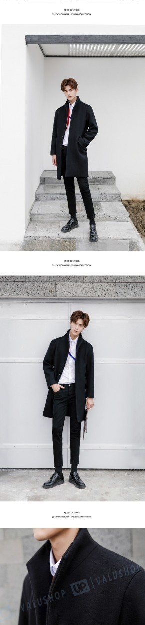 立襟コート 青年 韓国風 ゆったり コート メンズ 評判 カジュアル かっこいい 中長タイプ 2色 オシャレ