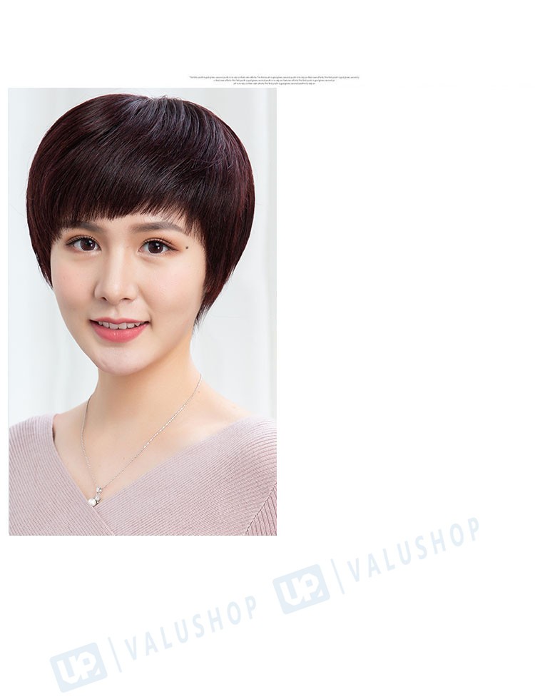 中年 母おばあちゃん 短い髪 フルウィッグ 40 Offの激安セール 自然 レディース人毛ウィッグ