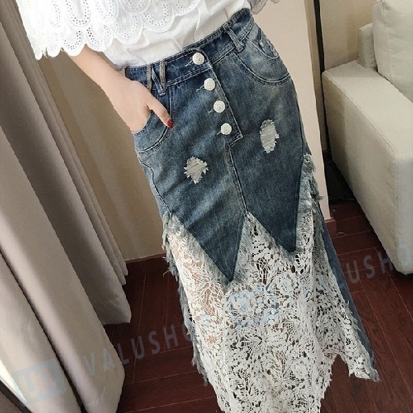 セットアップ レディース 上下セット 半袖ブラウス デニムスカート 春夏新作 Tシャツ 大きいサイズ 買い物 2点セット