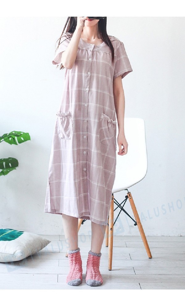 ネグリジェ レディース 前開き ロング 半袖 大きいサイズ 姫 春 レース 綿100 秋 部屋着 パジャマ ワンピース 日本 夏