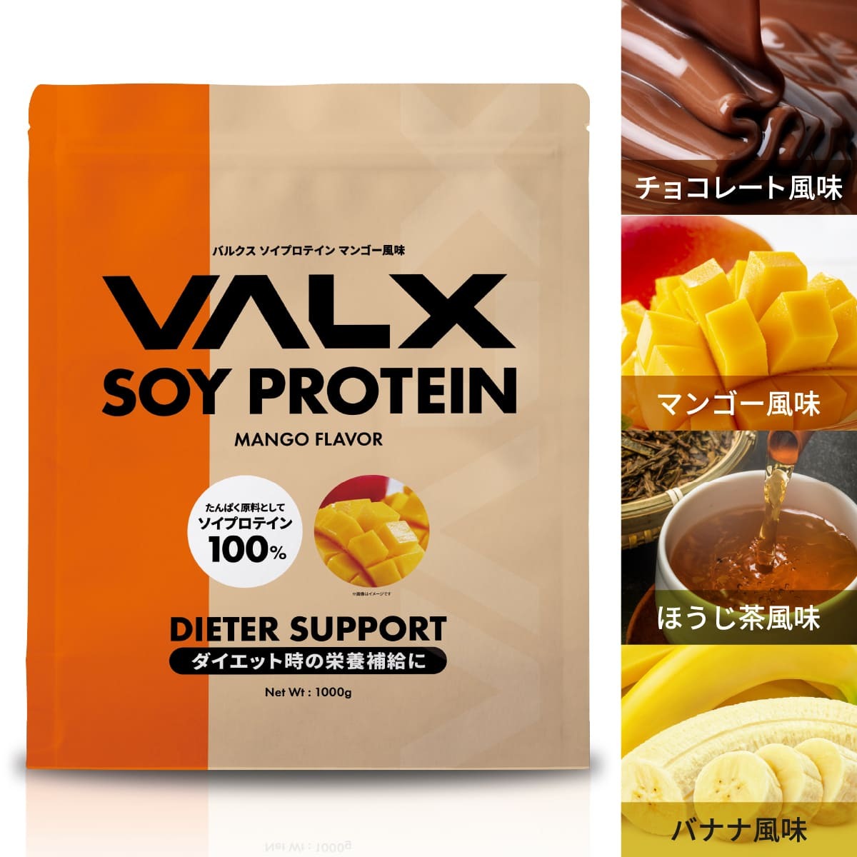 VALX バルクス ソイプロテイン マンゴー風味 1kg (50食分) 通販