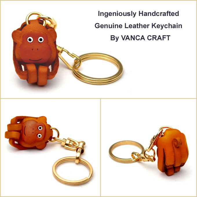 本革製キーホルダー 干支 申 バンカクラフト 革物語 VANCA CRAFT レザー 手作り 雑貨 革小物 グッズ さる 十二支 開運 運気アップ  和雑貨 サル 猿 名入れ可 :10479:楽しい革雑貨の贈り物 VANCA CRAFT - 通販 - Yahoo!ショッピング