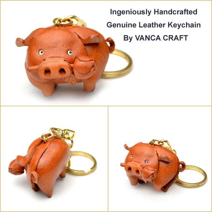 本革製キーホルダー ブタ バンカクラフト 革物語 VANCA CRAFT レザー 手作り 雑貨 革小物 動物 アニマル グッズ かわいい ぶた 豚  名入れ可 :10608:楽しい革雑貨の贈り物 VANCA CRAFT - 通販 - Yahoo!ショッピング