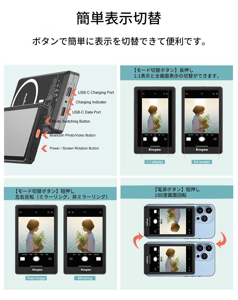 Vlog モニター MagMAX ☆ ミラーリング Magsafe対応 スマホモニター