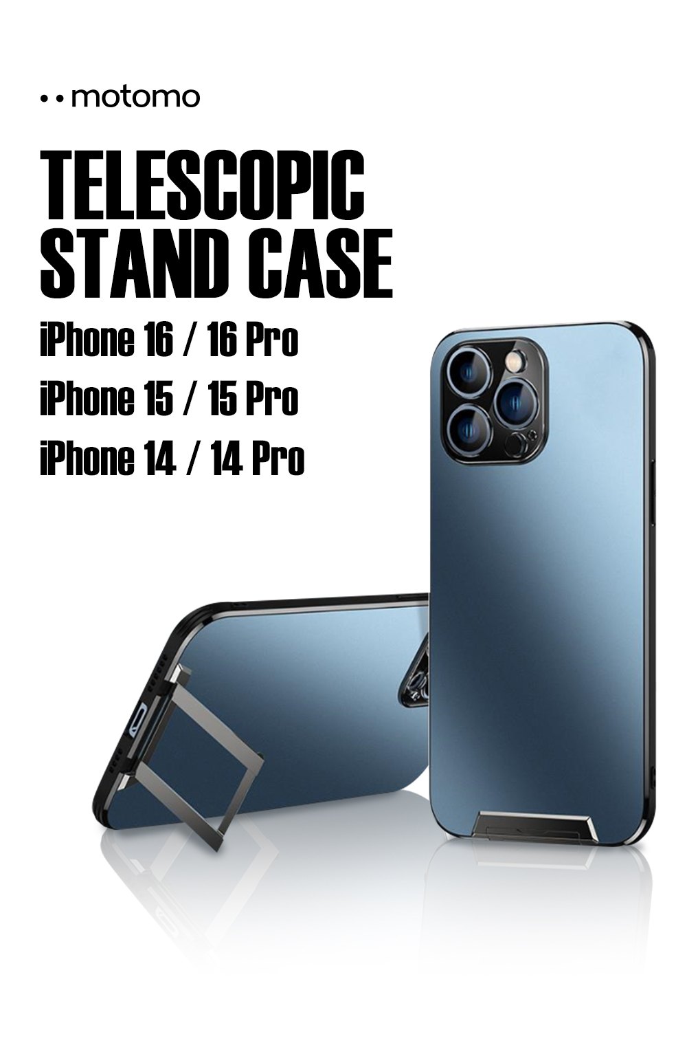iPhone 16 16pro 15 15pro 14 14pro motomo telescopic stand case