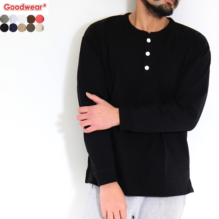 今季ブランド グッドウエア ヘンリーネック ロンT メンズ goodwear