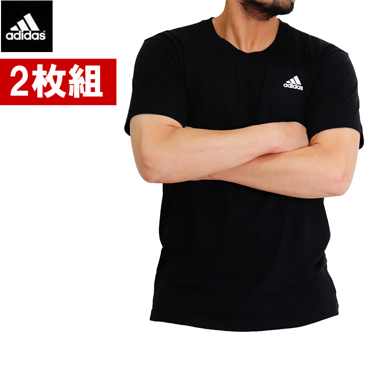 大人 メンズ 【2枚セット】アディダス tシャツ 吸汗速乾 丸首