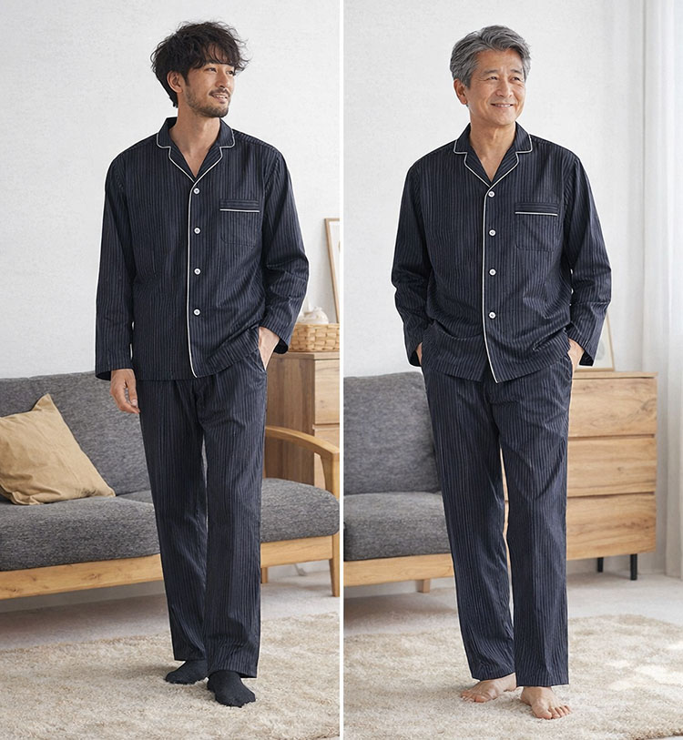 GUNZE（グンゼ） シルク 入り パジャマ メンズ ストライプ柄 おしゃれ