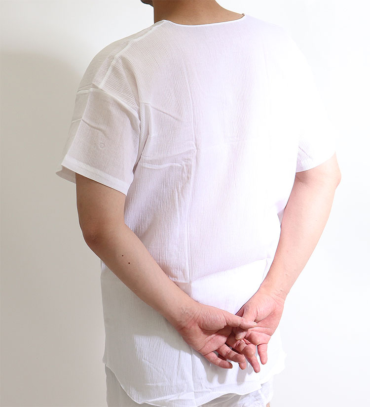 おっ　本麻  100 ％  半袖シャツ + ロングパンツM トスコ製 2枚組 日本製 綿麻 麻シャツ 白 メンズ 前あきシャツ TOSCO麻 14