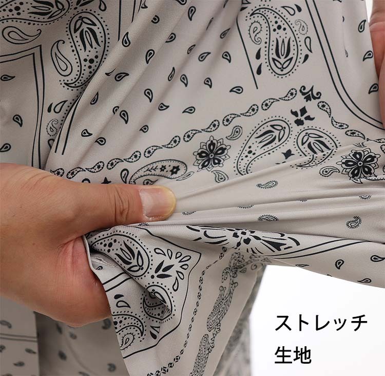 総柄 ストレッチ リゾート ウエア 上下セットアップ メンズ D柄