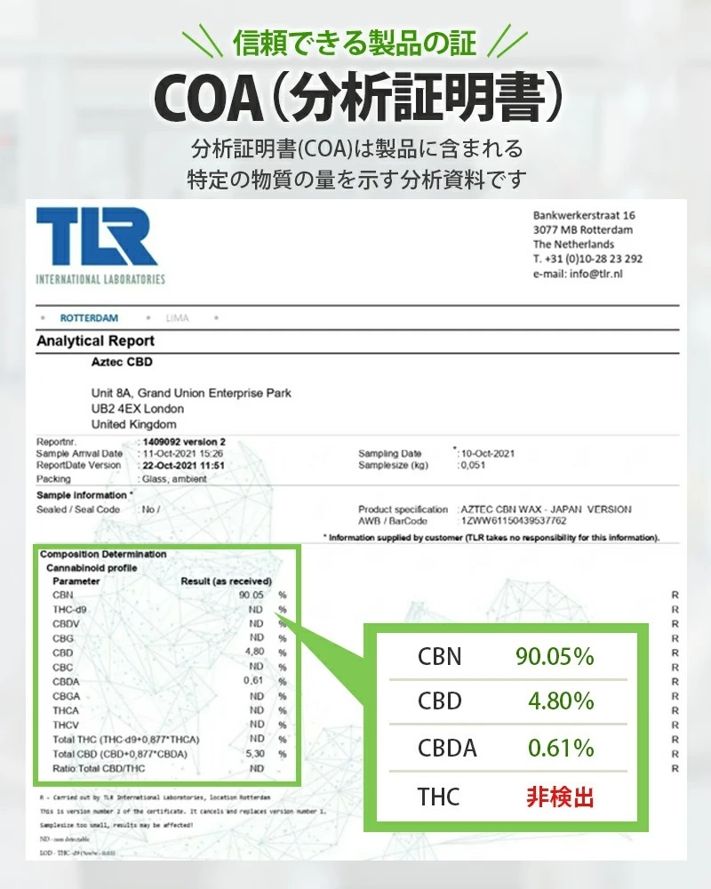 CBN ワックス AZTEC CBD WAX 1g セット CBN90% CBD5% Wネーム cbn 