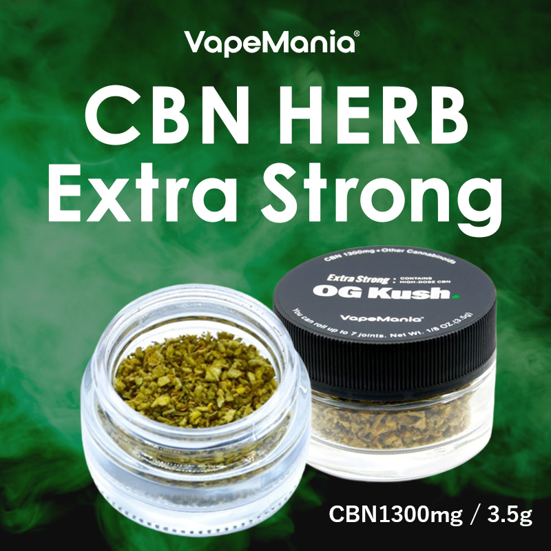 CBN ハーブ VapeMania Extra Strong 高濃度 cbnハーブ cbn濃度37% 容器有3.5g/cbn1300mg  容器無し詰め替えパック4g/cbn1495mg HERB OG KUSH : vmc-herb-ex : VapeMania CBD  Dispensary Store - 通販 - Yahoo!ショッピング