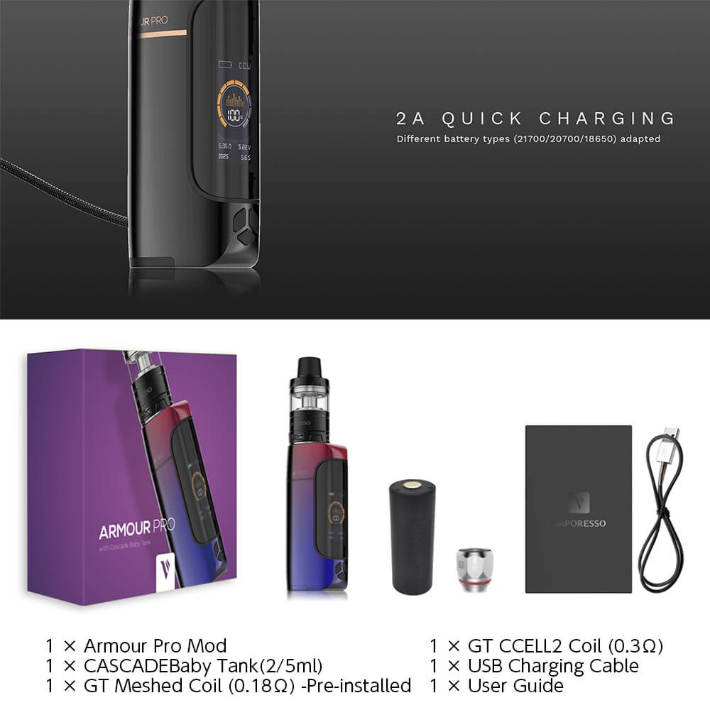 電子タバコ スターターキット 本体 Vaporesso Armour 数量限定アウトレット最安価格 Pro 100w Cascade Baby 0 96インチ画面 700 Tank