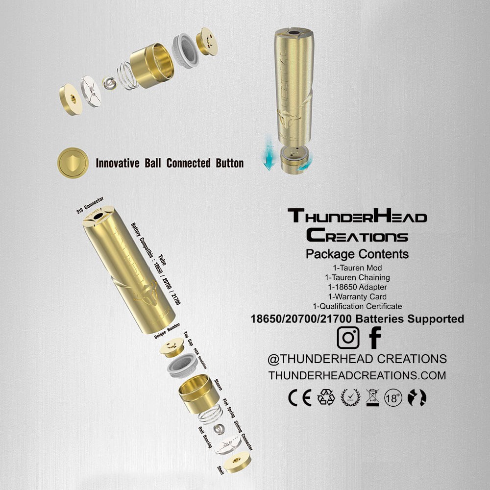 電子タバコ メカニカルMOD Thunderhead Creations Tauren Mech MOD 爆煙 21700バッテリー使用可 :  tauren-mod : VAPE STEEZ - 通販 - Yahoo!ショッピング