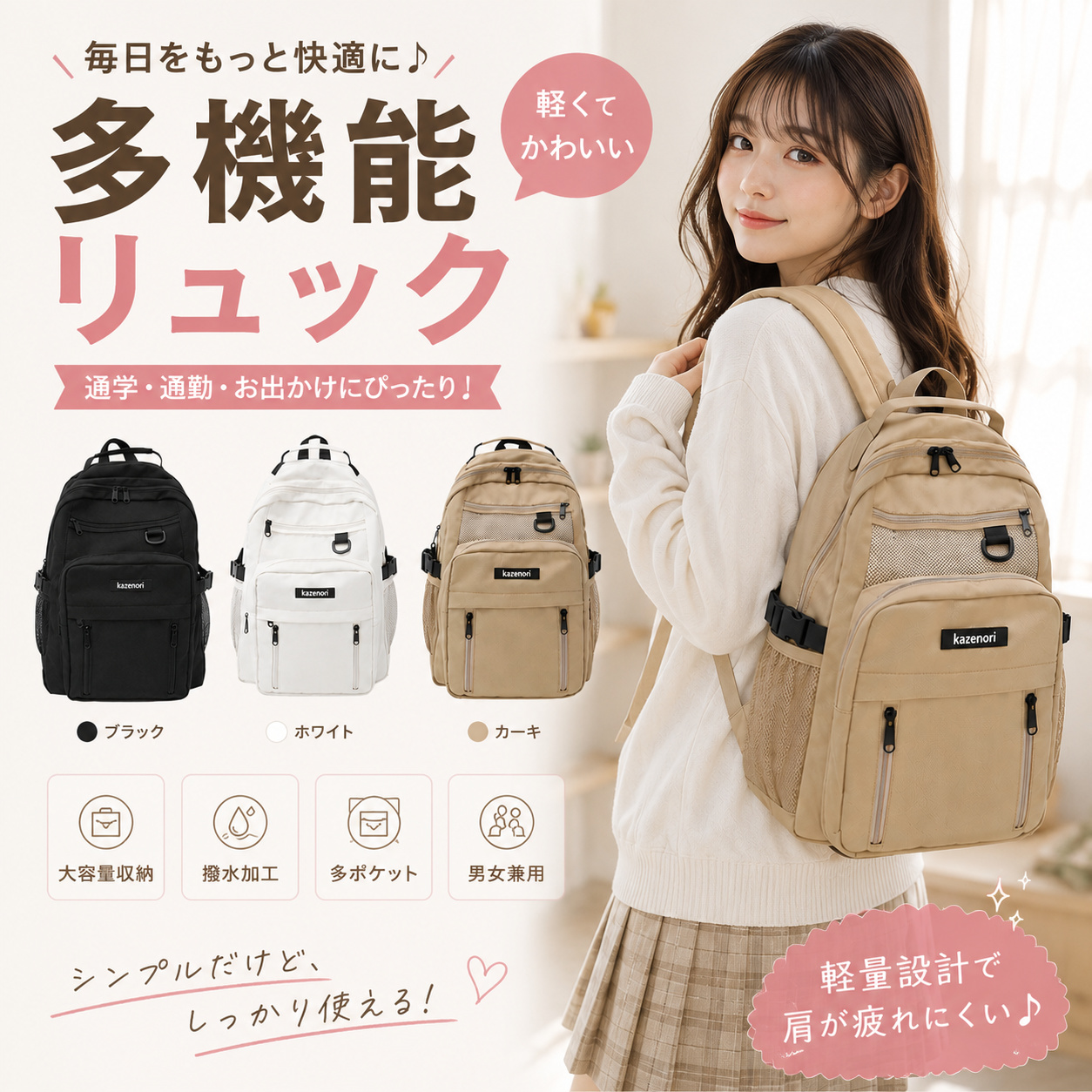リュック レディース メンズ リュックサック バックパック 多収納