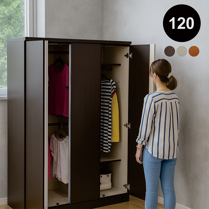 5のつく日 P最大9％〜ワードローブ クローゼット 幅120cm 完成品 服吊