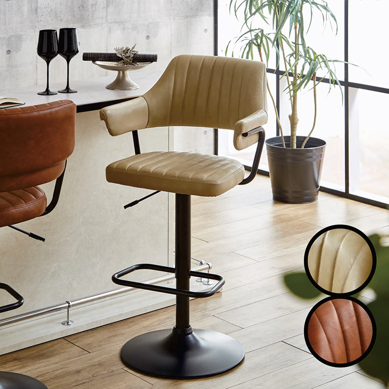 1日P13％〜 カウンターチェア バーチェア 昇降式 ガス圧 PU 合皮レザー
