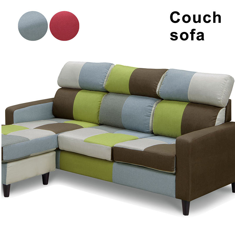 ソファ カウチソファー 3人掛け l字 北欧 おしゃれ パッチワーク