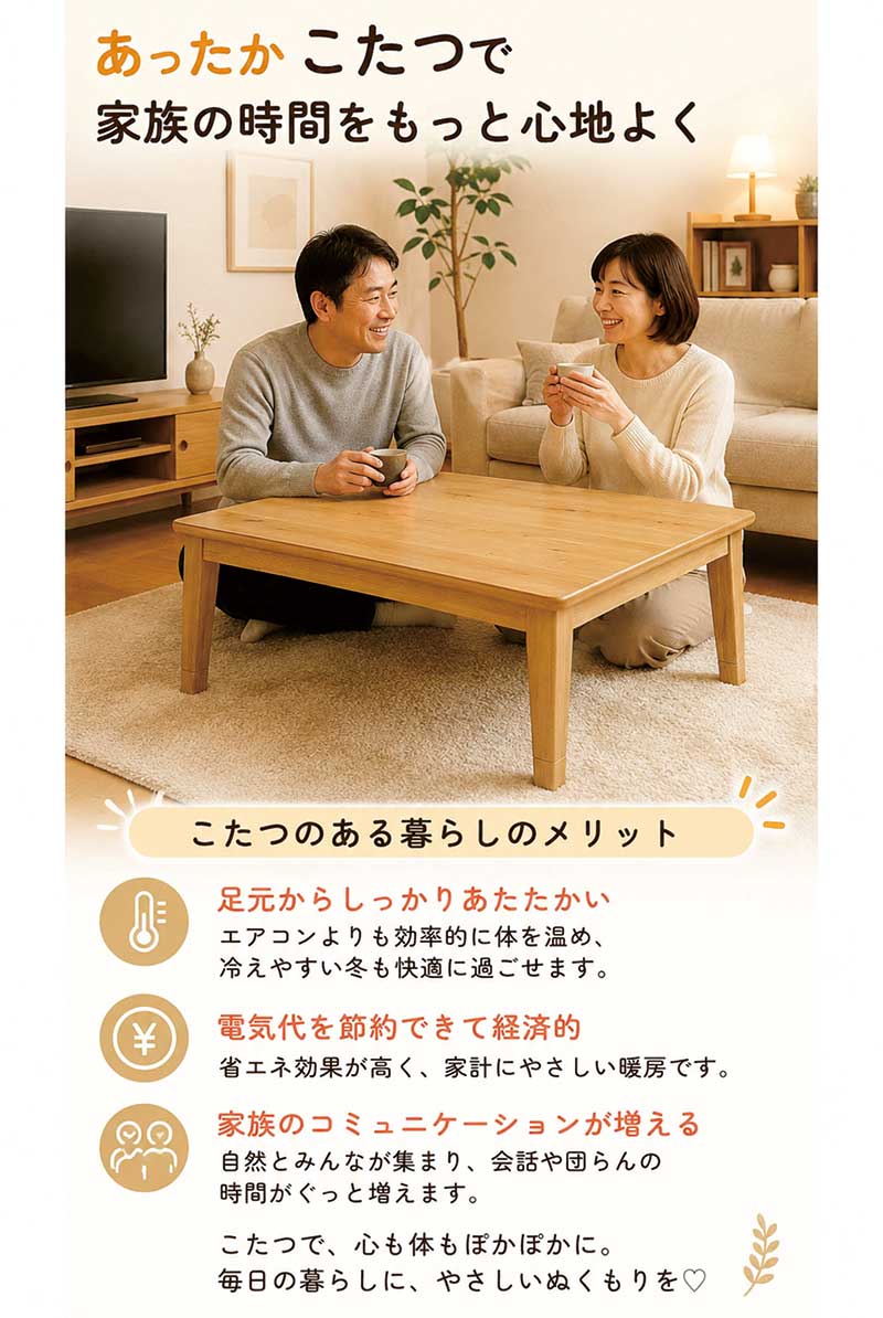 こたつ こたつテーブル 幅105cm オーク節あり突板 高さ調節 継ぎ脚
