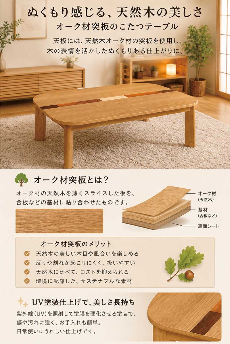 本日+ポイント10% こたつ 幅135cm 135×80 こたつテーブル 象嵌 オーク