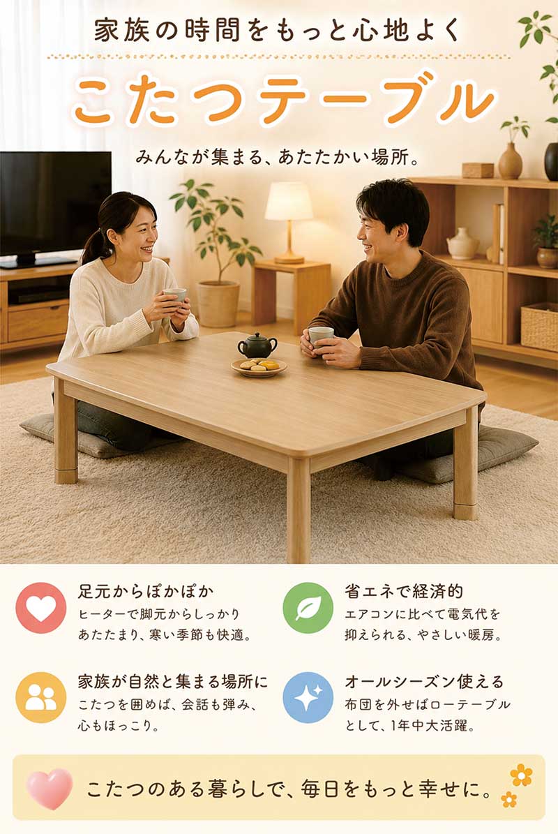 こたつテーブル 幅120cm メラミン天板 オーク柄 長方形 高さ調節 継ぎ脚 家具調こたつ 木目 和モダン